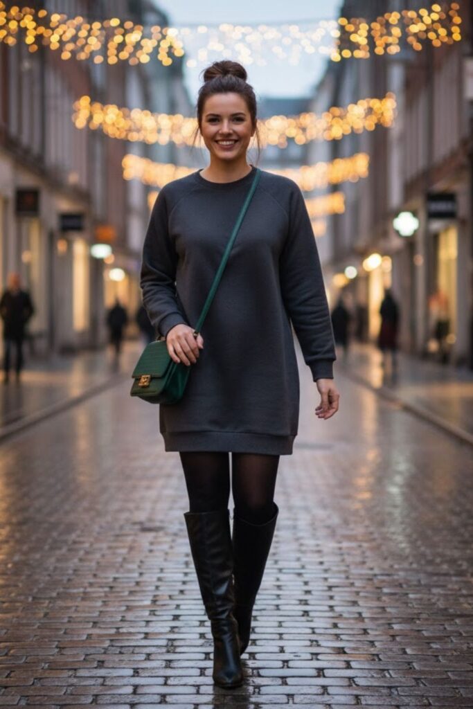 13. Sweatshirt Dress with Tights