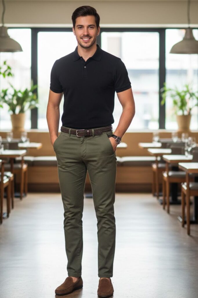 14. Black Shirt with Green Pants