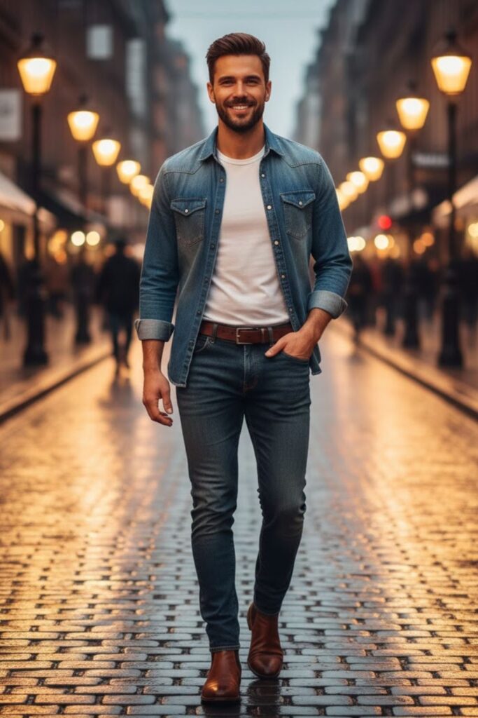 14. Blue Jeans with a Denim Shirt