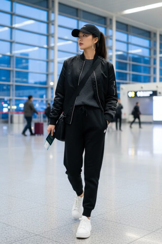 14. Bomber Jacket with Knit Top and Joggers