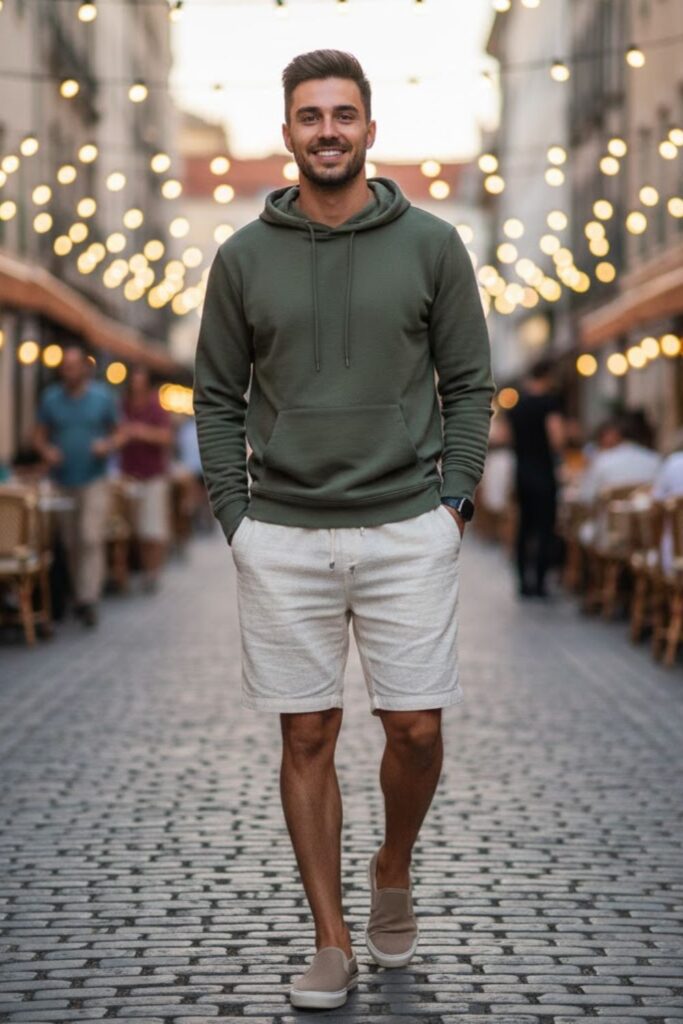 14. Lightweight Hoodie with Drawstring Shorts