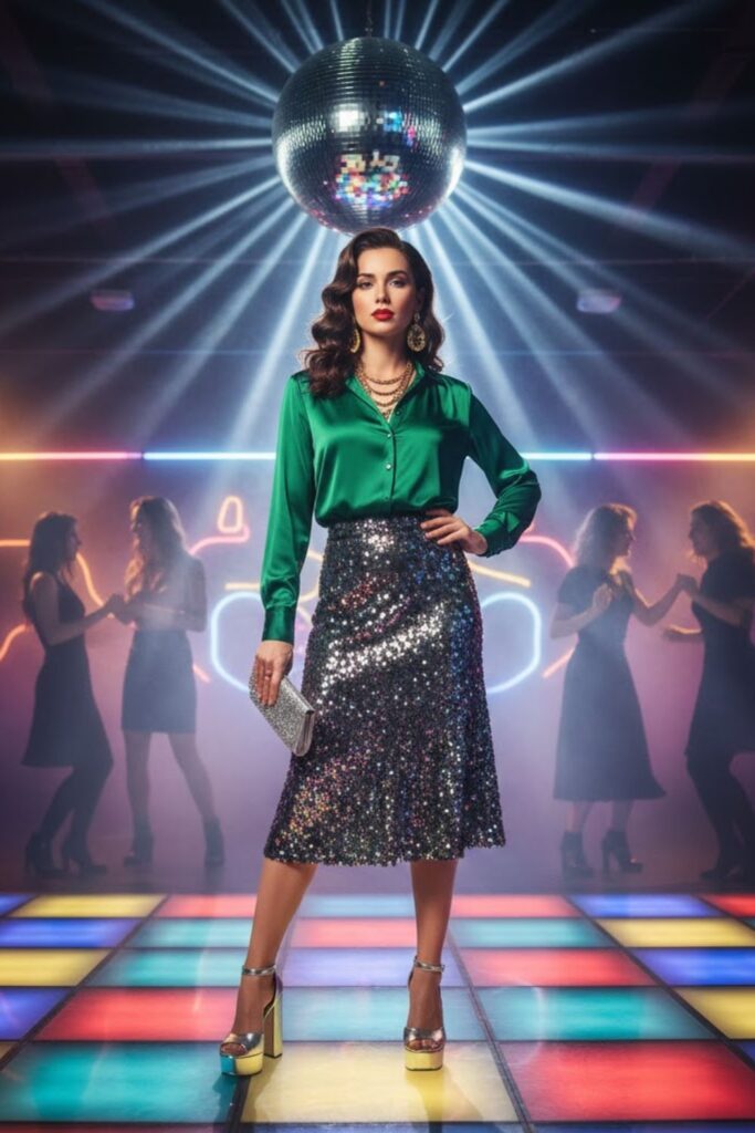 14. Sequin Skirt with Blouse