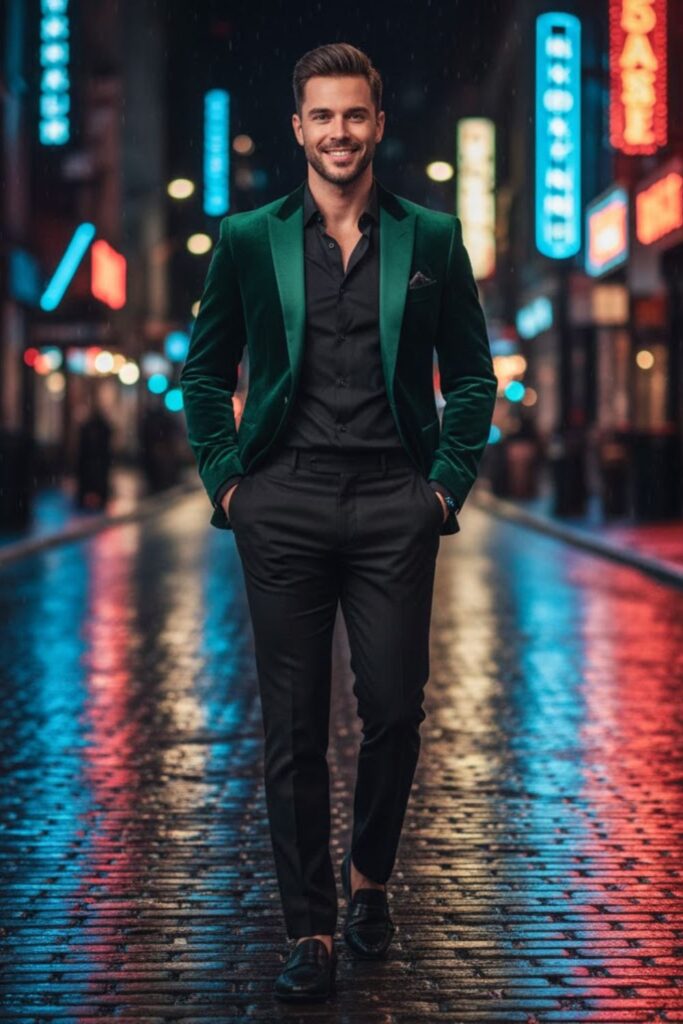 14. Statement Blazer with Solid Shirt and Pants