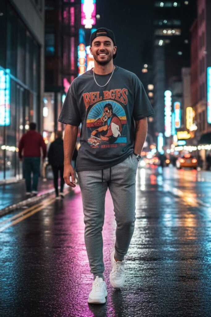 14. Sweatpants with an Oversized T-Shirt