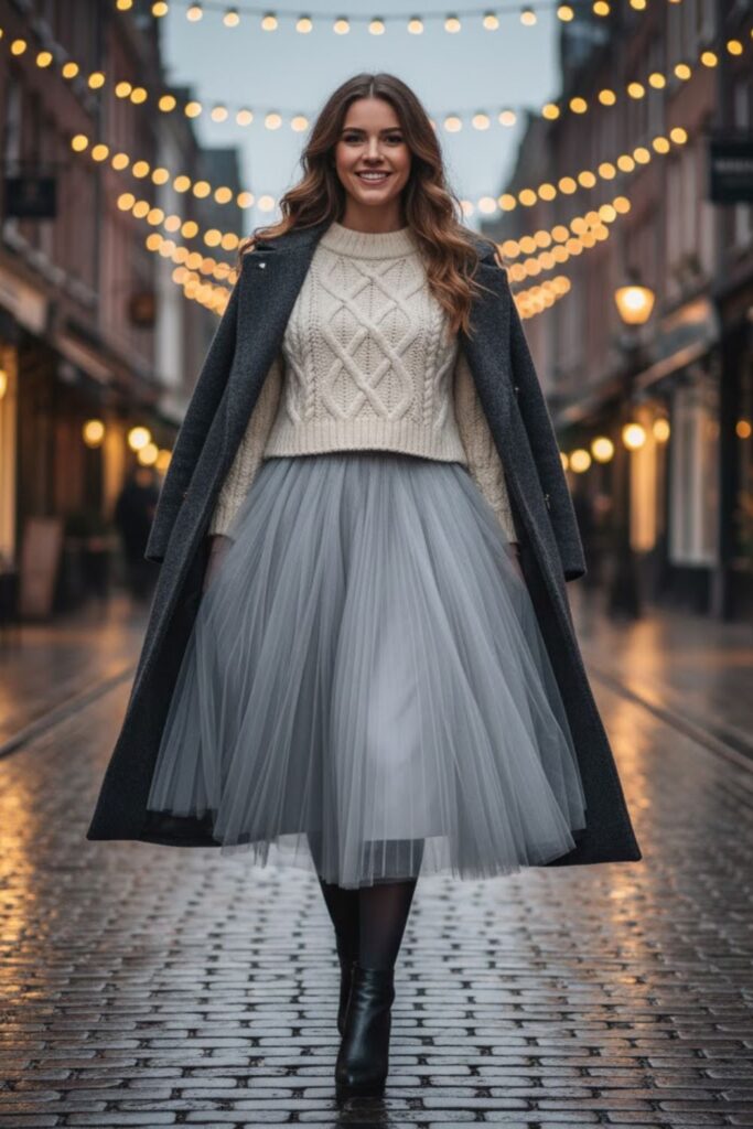 14. Tulle Midi Skirt with Cropped Sweater