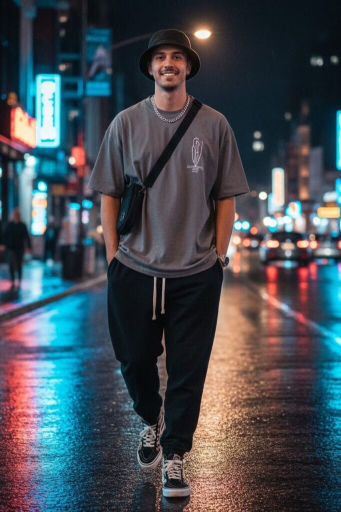 14. Vans with Sweatpants and an Oversized Tee