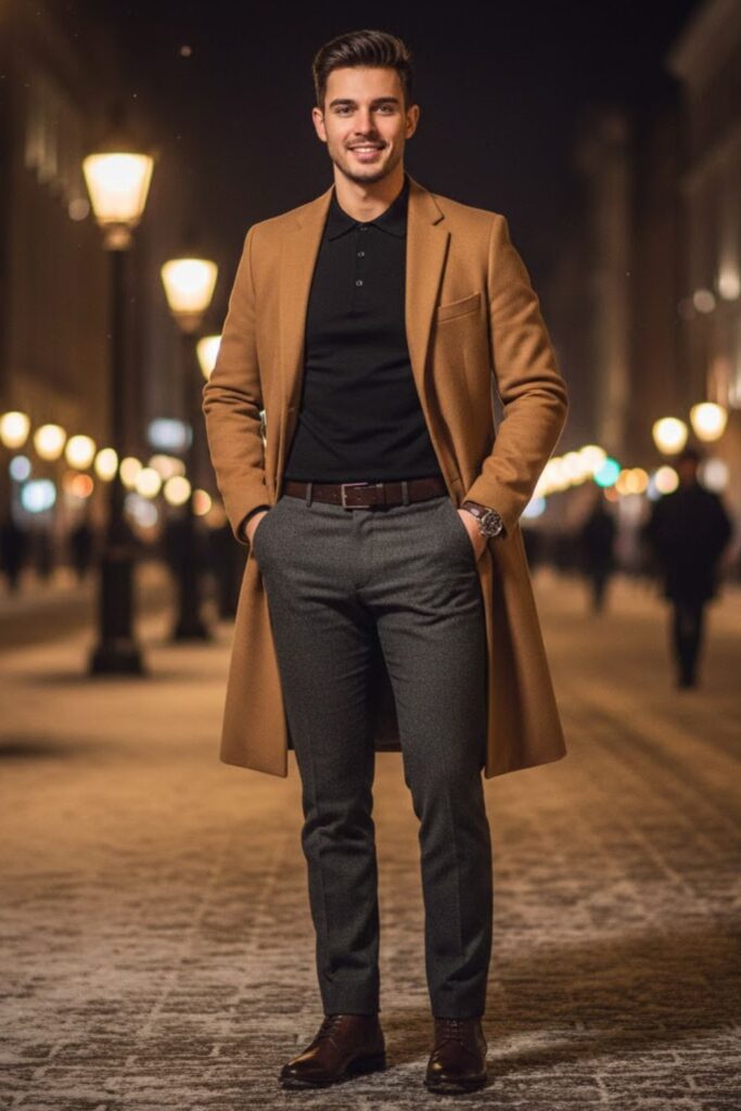 15. Black Shirt with Long Coat