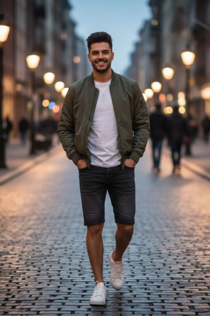 15. Bomber Jacket with Dark Jorts