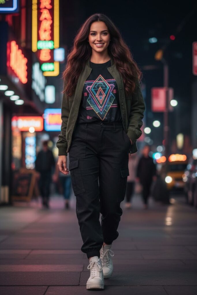 15. Cargo Pants with Oversized Tee