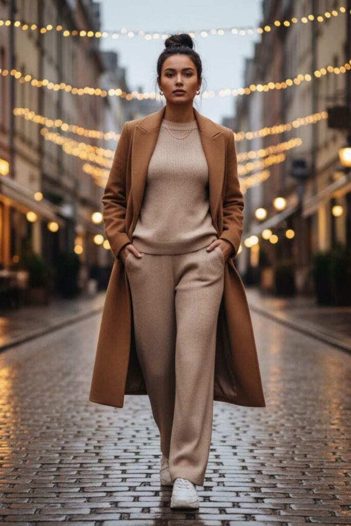 15. Monochrome Lounge Set with Coat