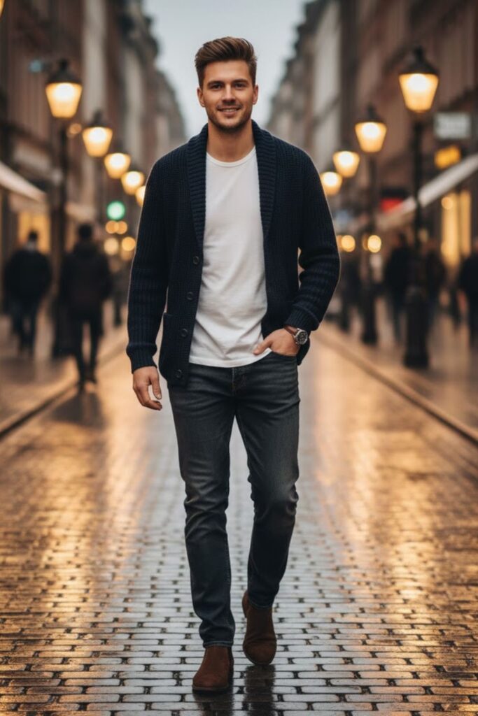15. Straight Jeans with a Cardigan