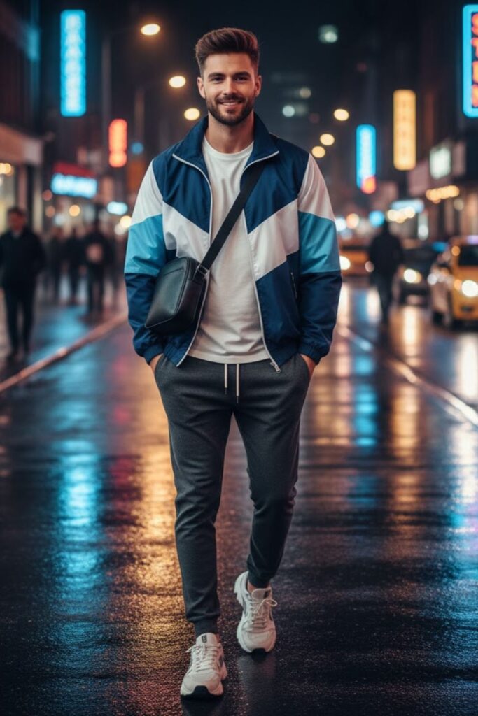 15. Sweatpants with a Windbreaker