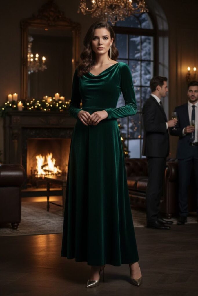 15. Velvet Dress for Evening Elegance