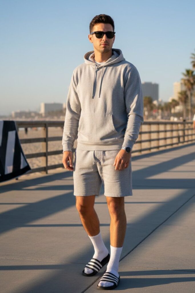 16. Hoodie with Shorts and Slides