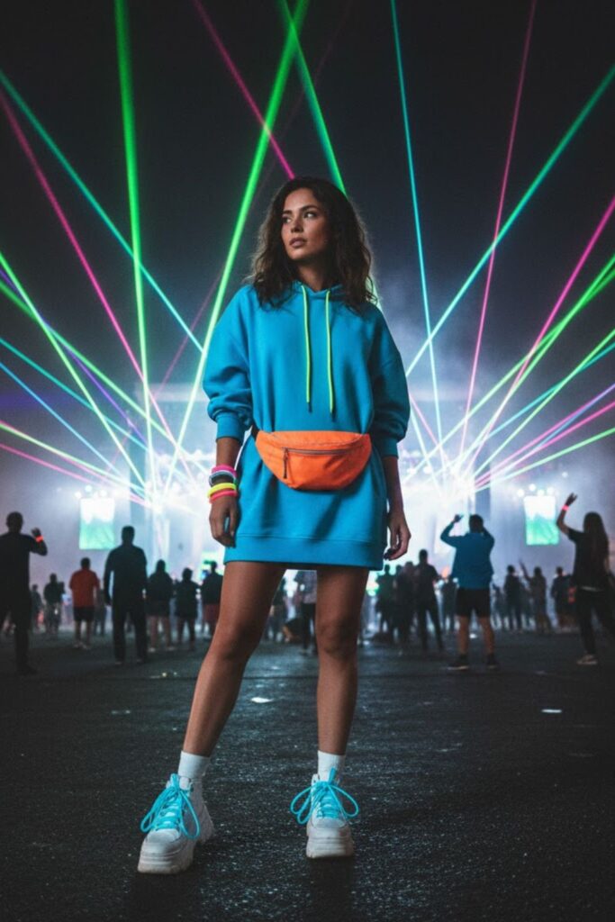 16. Neon Hooded Dress or Oversized Sweatshirt