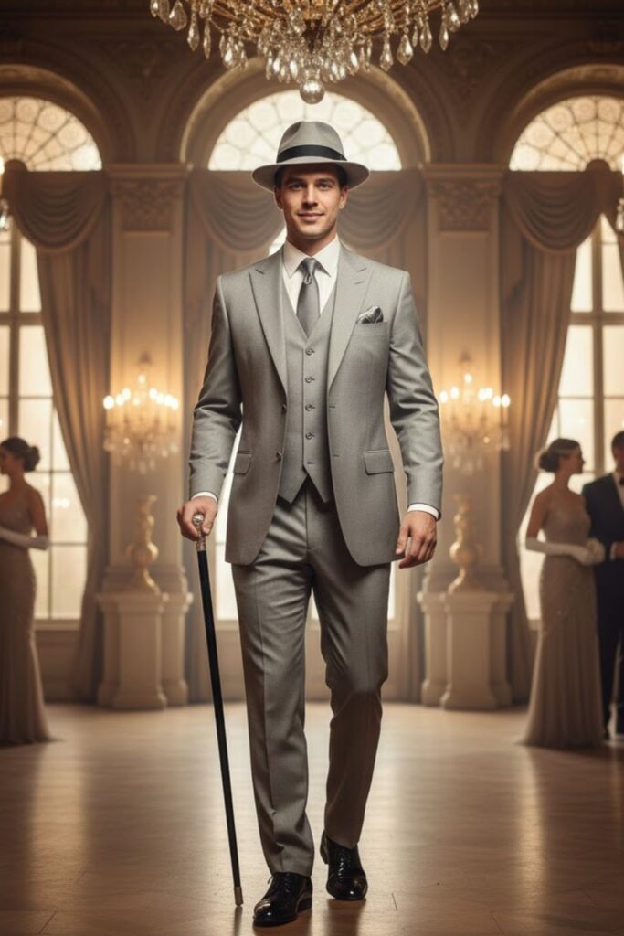 16. Silver Suit with Cane and Hat (for Men)