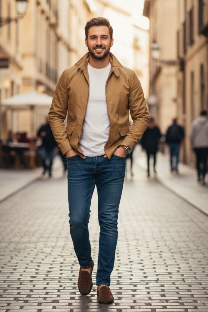 16. The Harrington Jacket and Slim Jeans