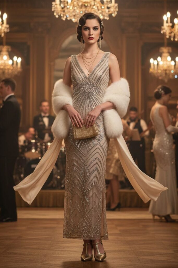 2. Art Deco Beaded Gown