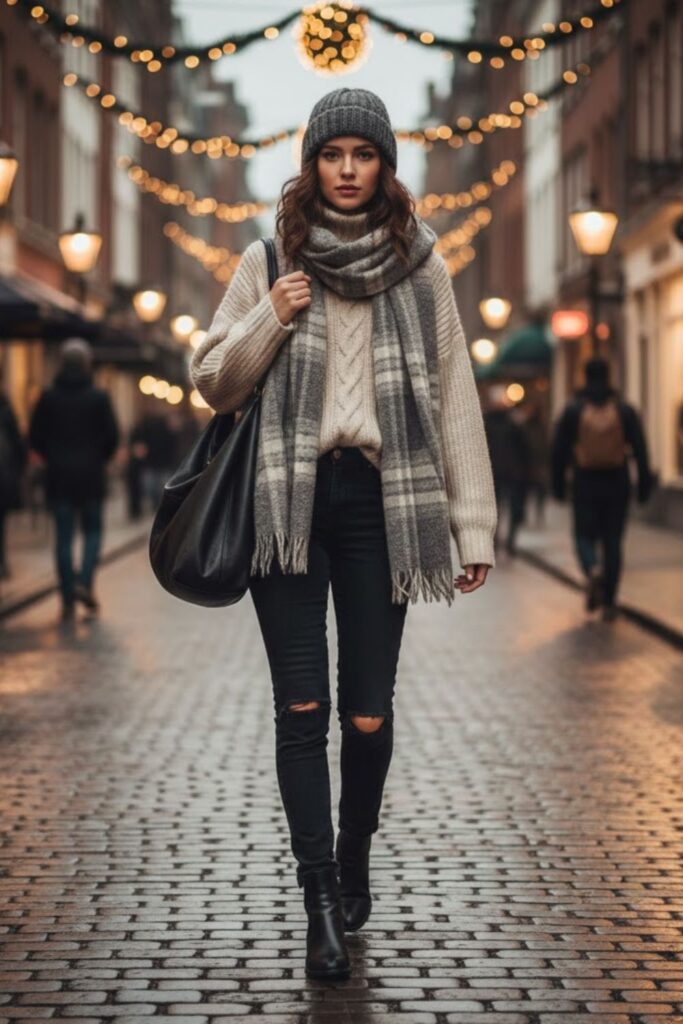 2. Black Jeans with Oversized Sweater and Chelsea Boots