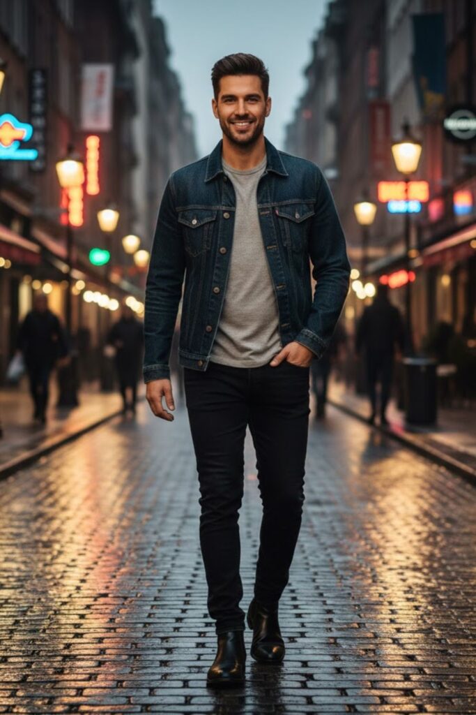 2. Black Jeans with a Denim Jacket