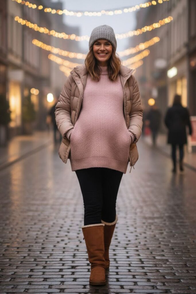 2. Oversized Sweater with Maternity Leggings