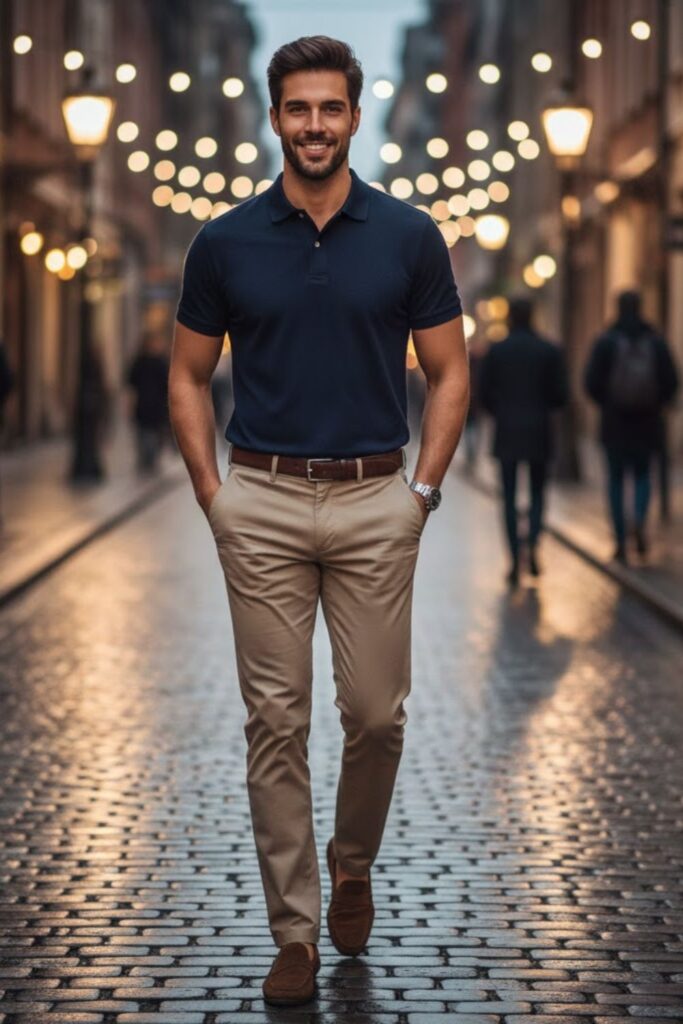 2. Polo Shirt with Chinos and Loafers