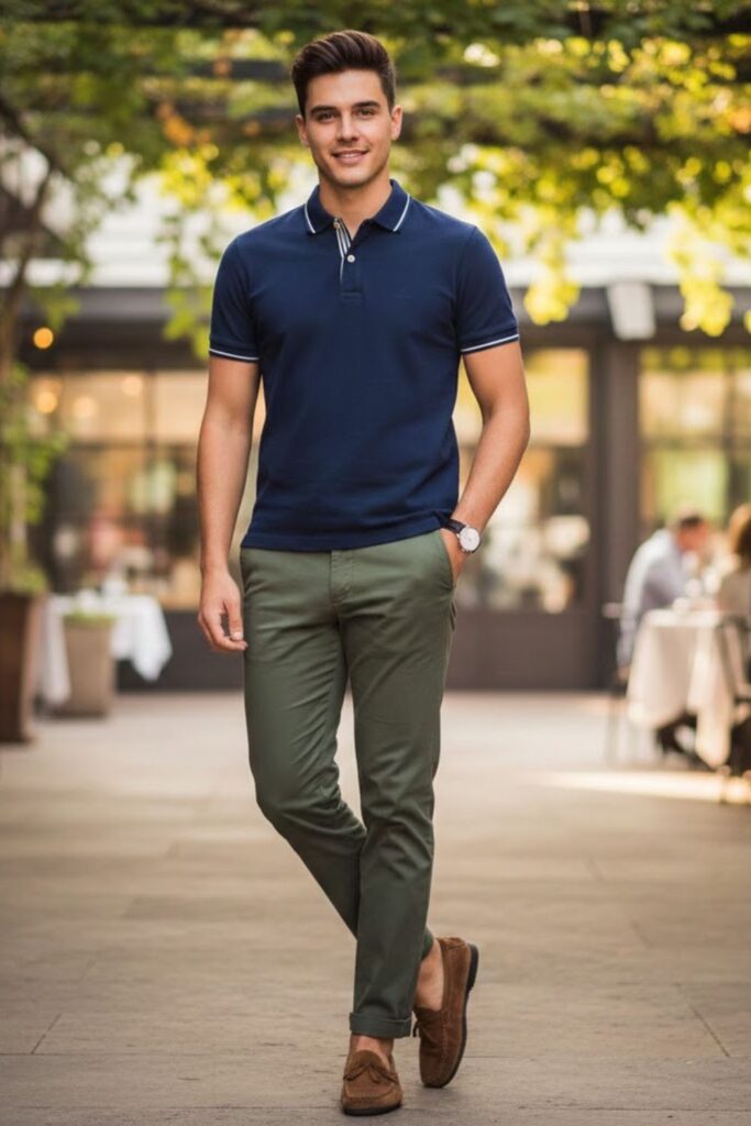 2. Polo Shirt with Chinos and Loafers