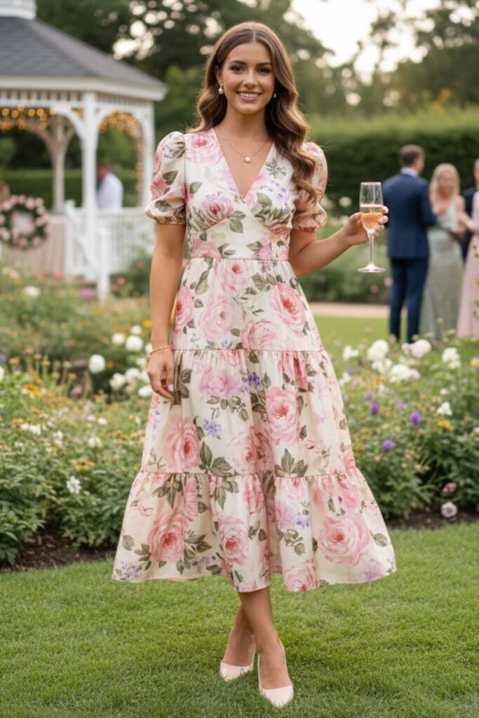 3. Floral Midi Dress for Garden Parties