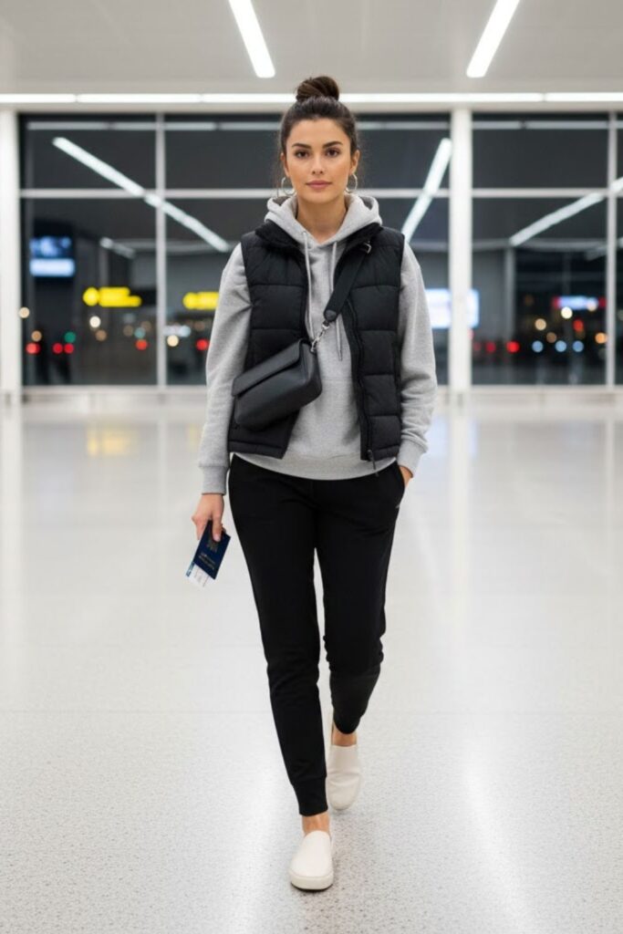3. Hoodie with Puffer Vest and Joggers