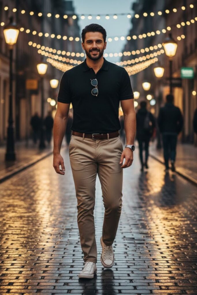 3. Low-Top Converse with Chinos and Polo Shirt