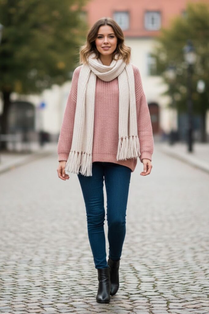 3. Oversized Sweater with Skinny Jeans