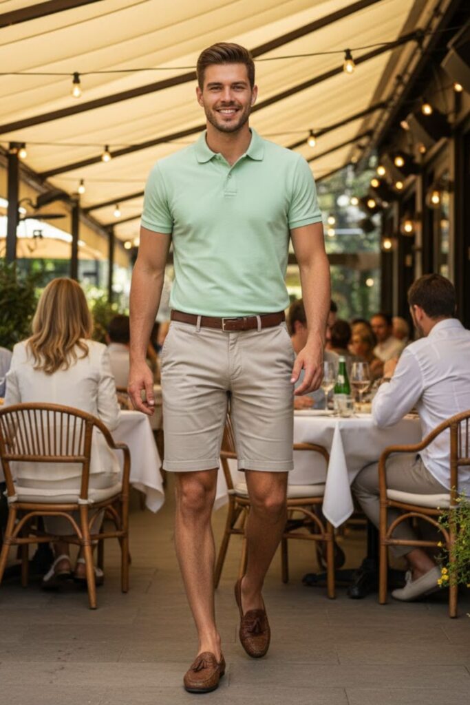 3. Polo Shirt with Chino Shorts