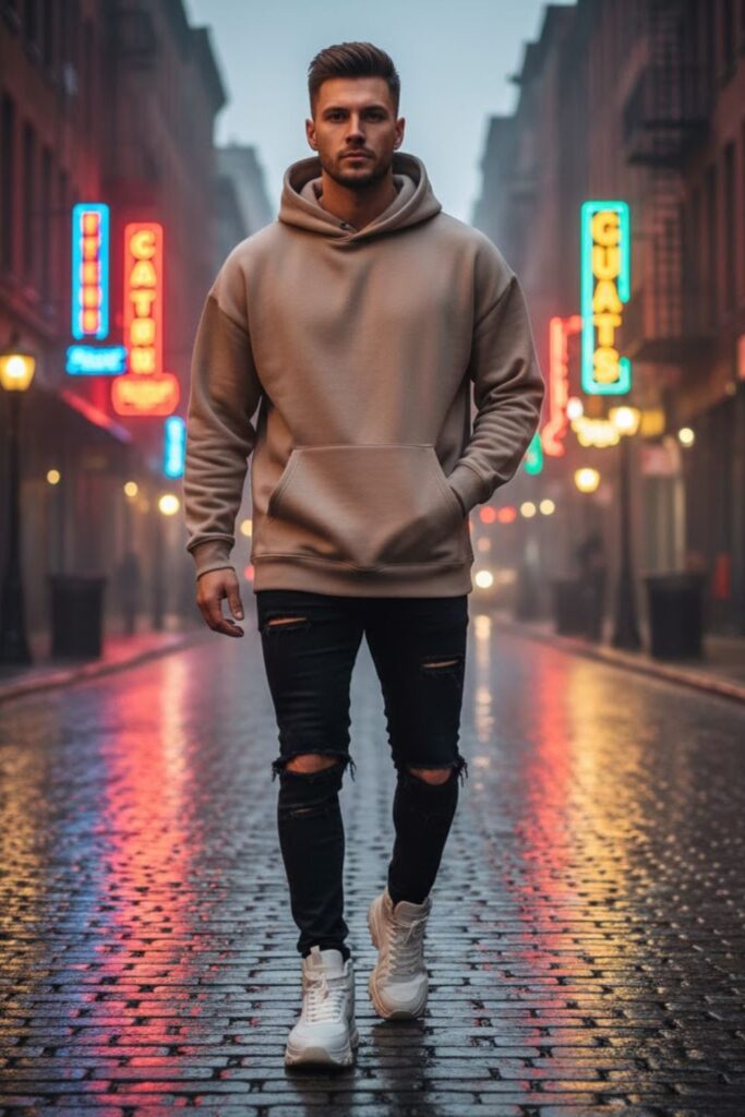 3. Ripped Jeans with a Hoodie