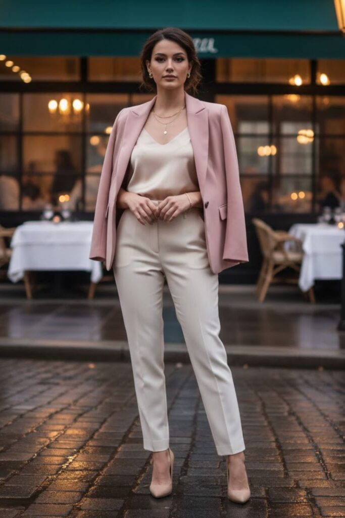 4. Blazer with Camisole and Trousers