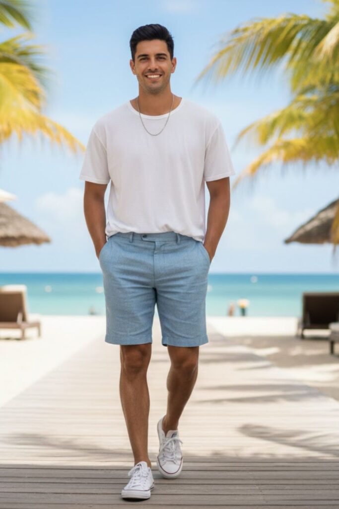 4. Converse with Shorts and Oversized Tee