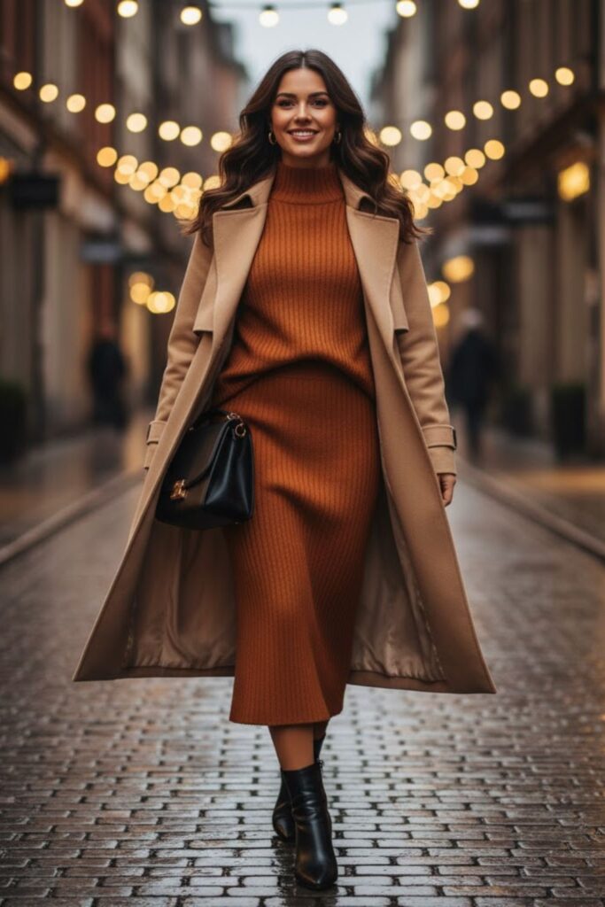 4. Knit Midi Skirt with Matching Sweater