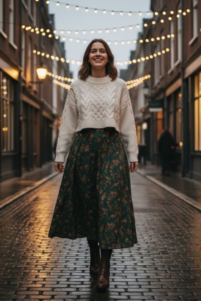 4. Maxi Skirt with Cropped Sweater