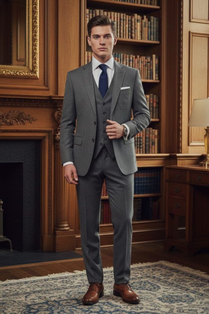4. The Three-Piece Gray Suit