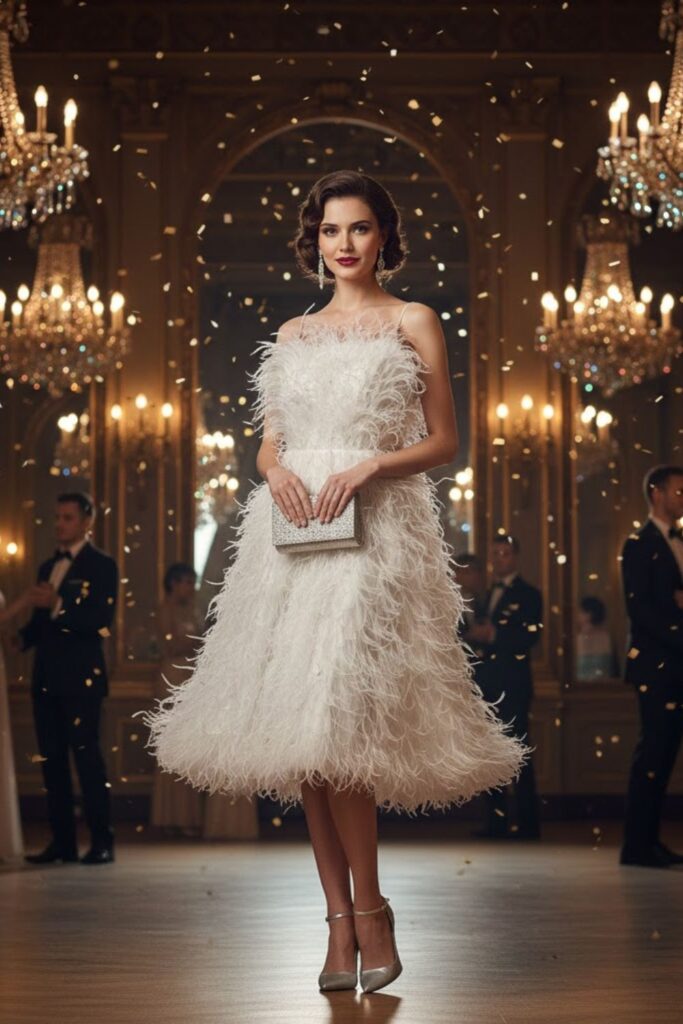 4. White Feather Cocktail Dress