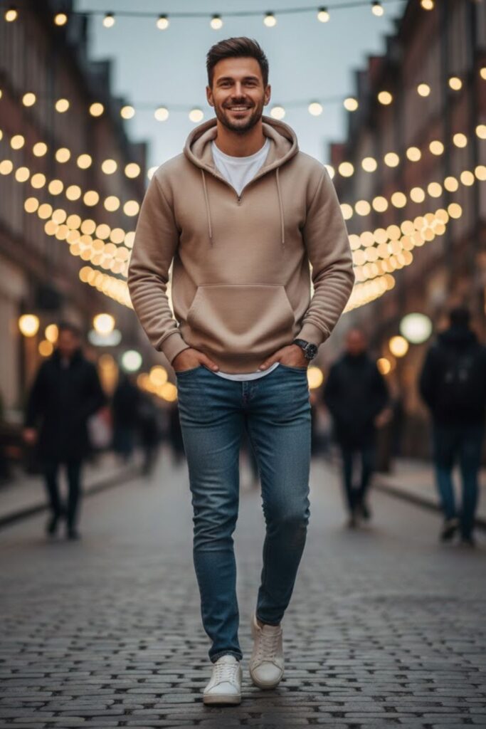 5. Blue Jeans with Hoodie