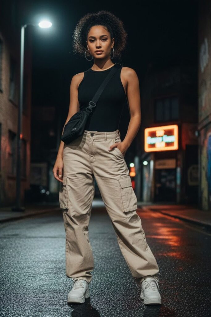 5. Cargo Pants with Tank Top