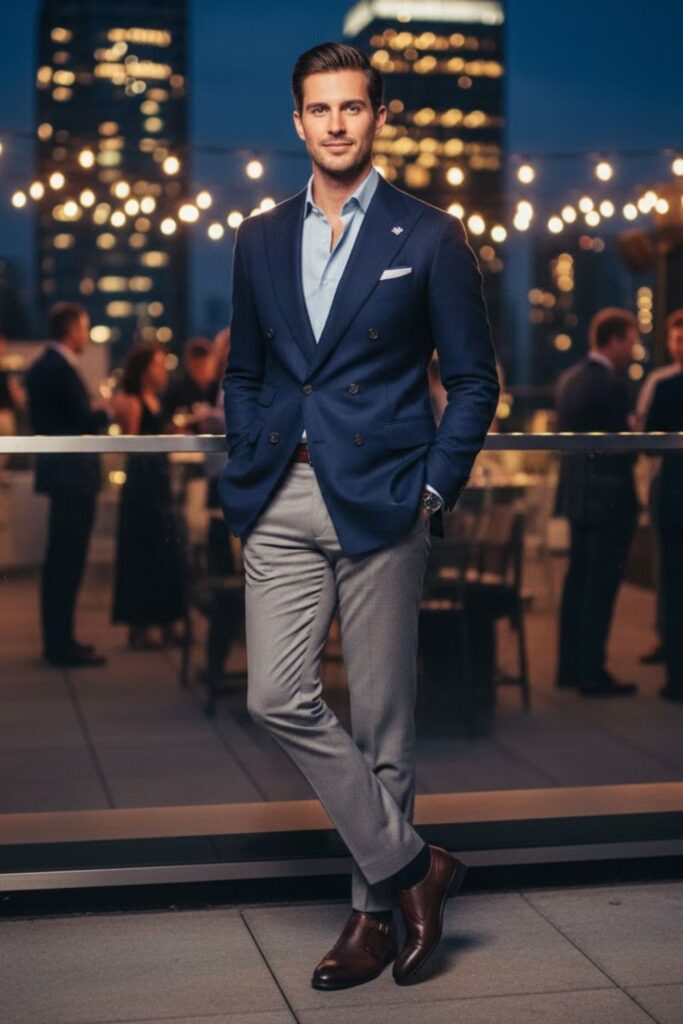 5. Double-Breasted Blazer with Tailored Pants