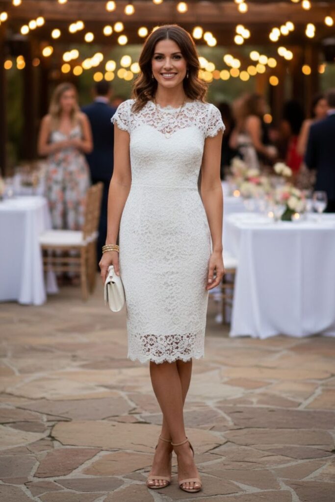 5. Little White Dress with Nude Accessories