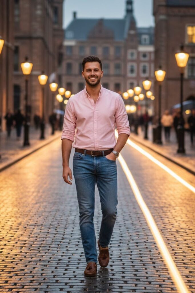 5. Pink Shirt with Blue Jeans