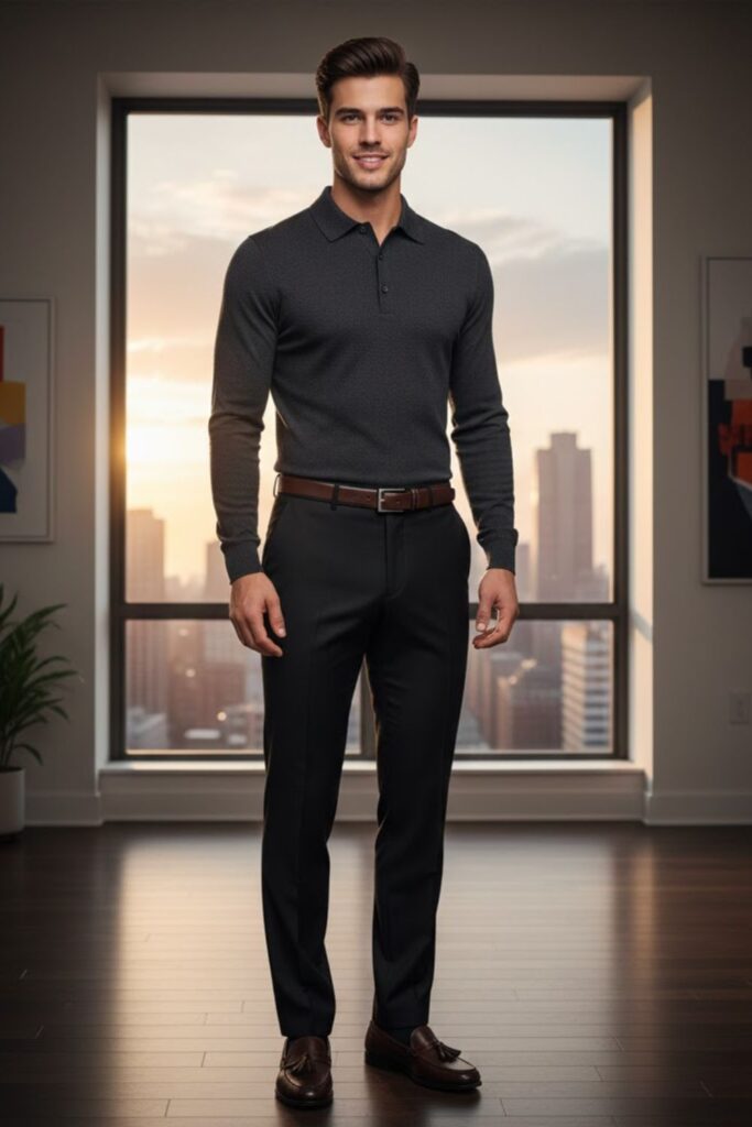 5. Polo with Tailored Trousers