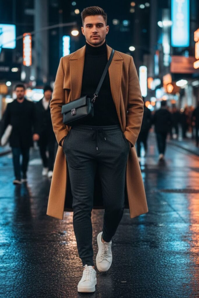 5. Sweatpants with a Longline Coat