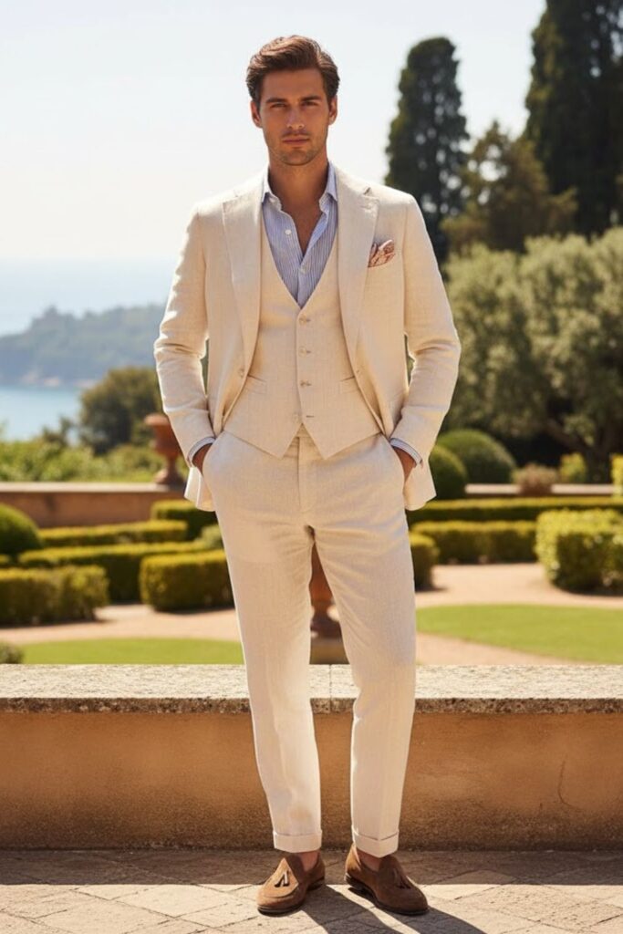 5. The Cream Linen Suit for Summer Formal Events