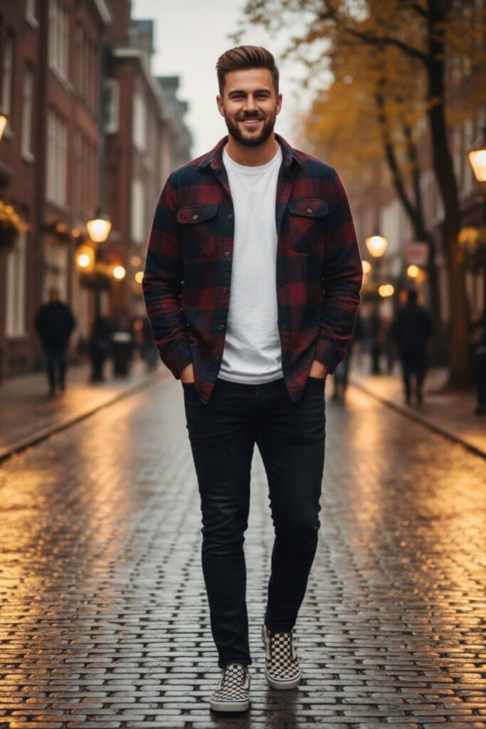 5. Vans with a Flannel Shirt and Black Jeans