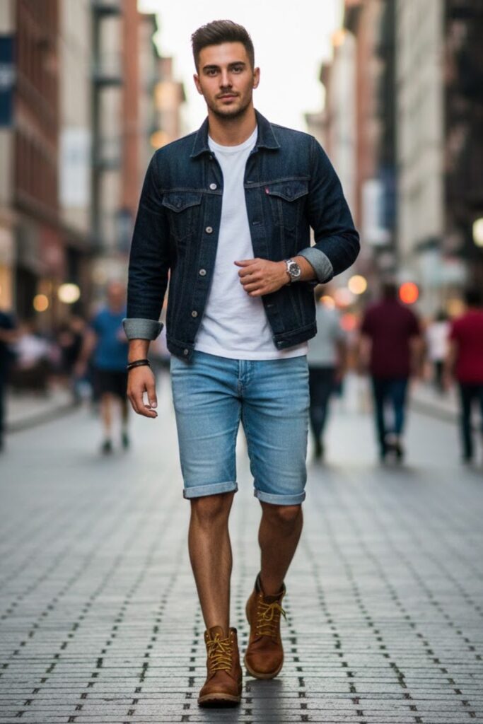 6. Denim-on-Denim: Jean Jacket with Jorts