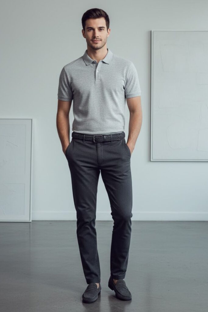 6. Monochrome Polo Outfit